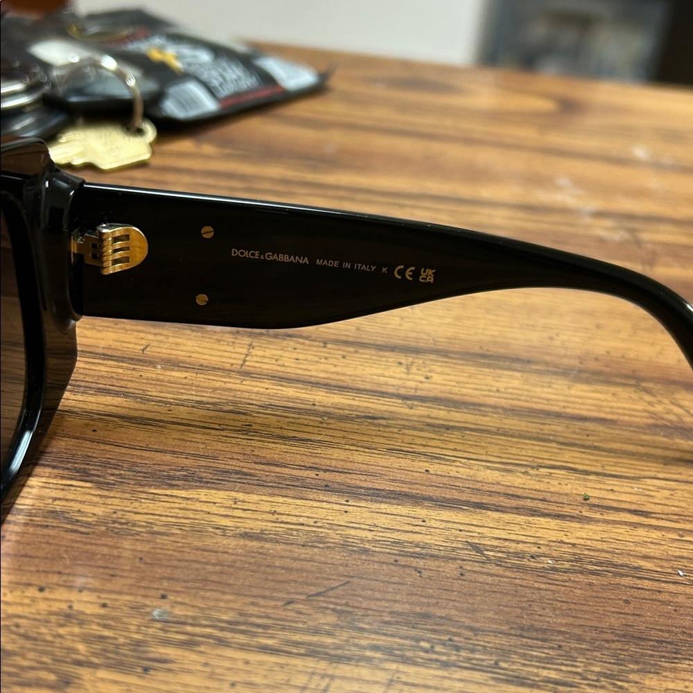 Dolce & Gabbana Black Sunglasses with Gold Accents - Picture 5 of 8